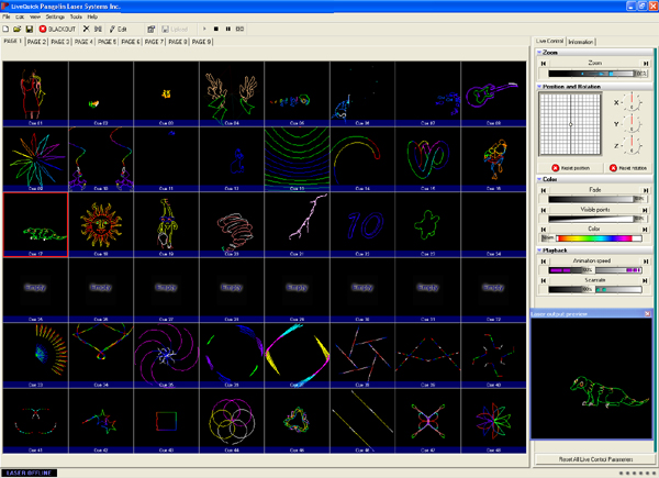 LiveQUICK main screen showing cue grid and live controls