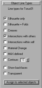 Object Line Types panel