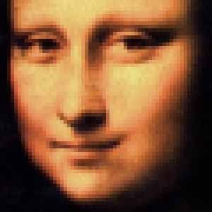 Close-up of Mona Lisa, 60 x 60 blocks