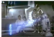 Princess Leia projection scene from "Star Wars"